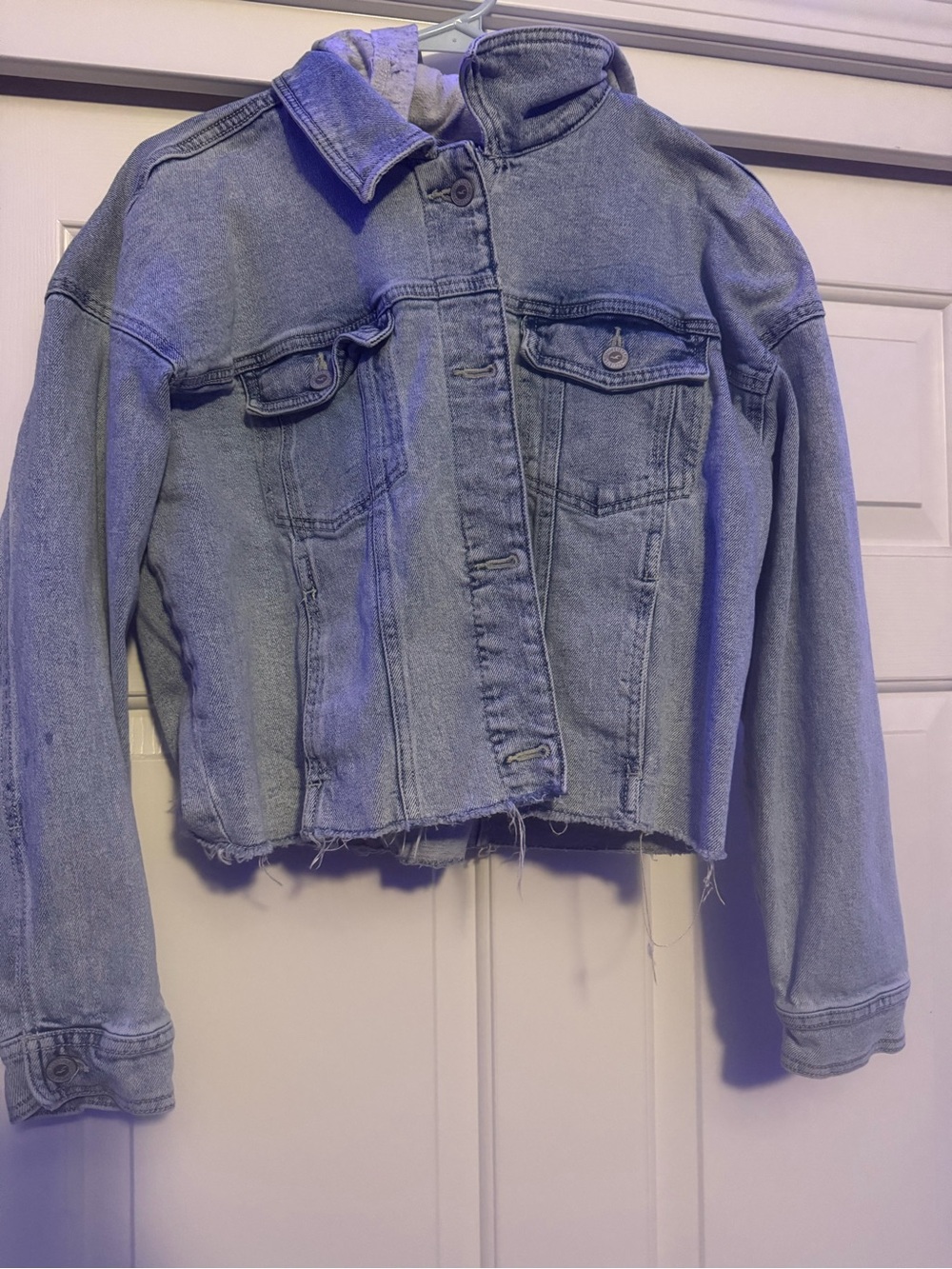 Hollister Light Blue Cropped Denim Trucker Jacket